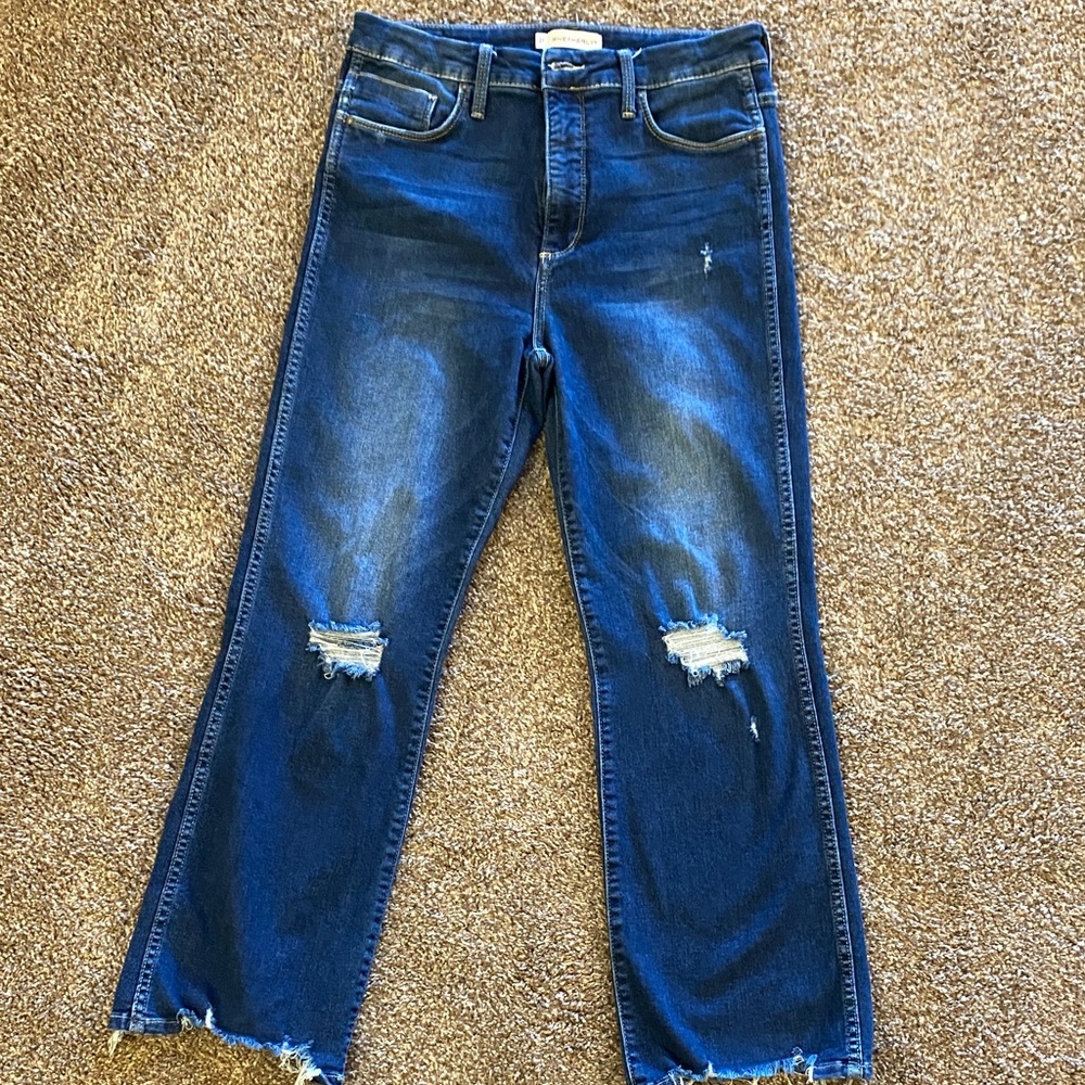 Whetherly Straight Leg Distressed Blue Jeans